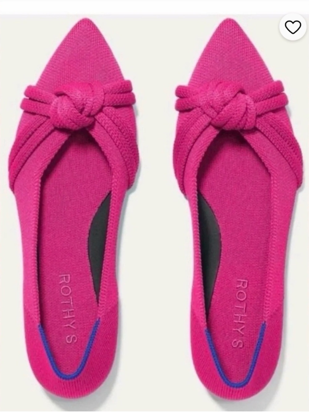 Rothy's Pink Knotted Pointed-Toe Knit Flats